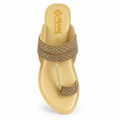 Elegant gold sandal with crystal embellishments