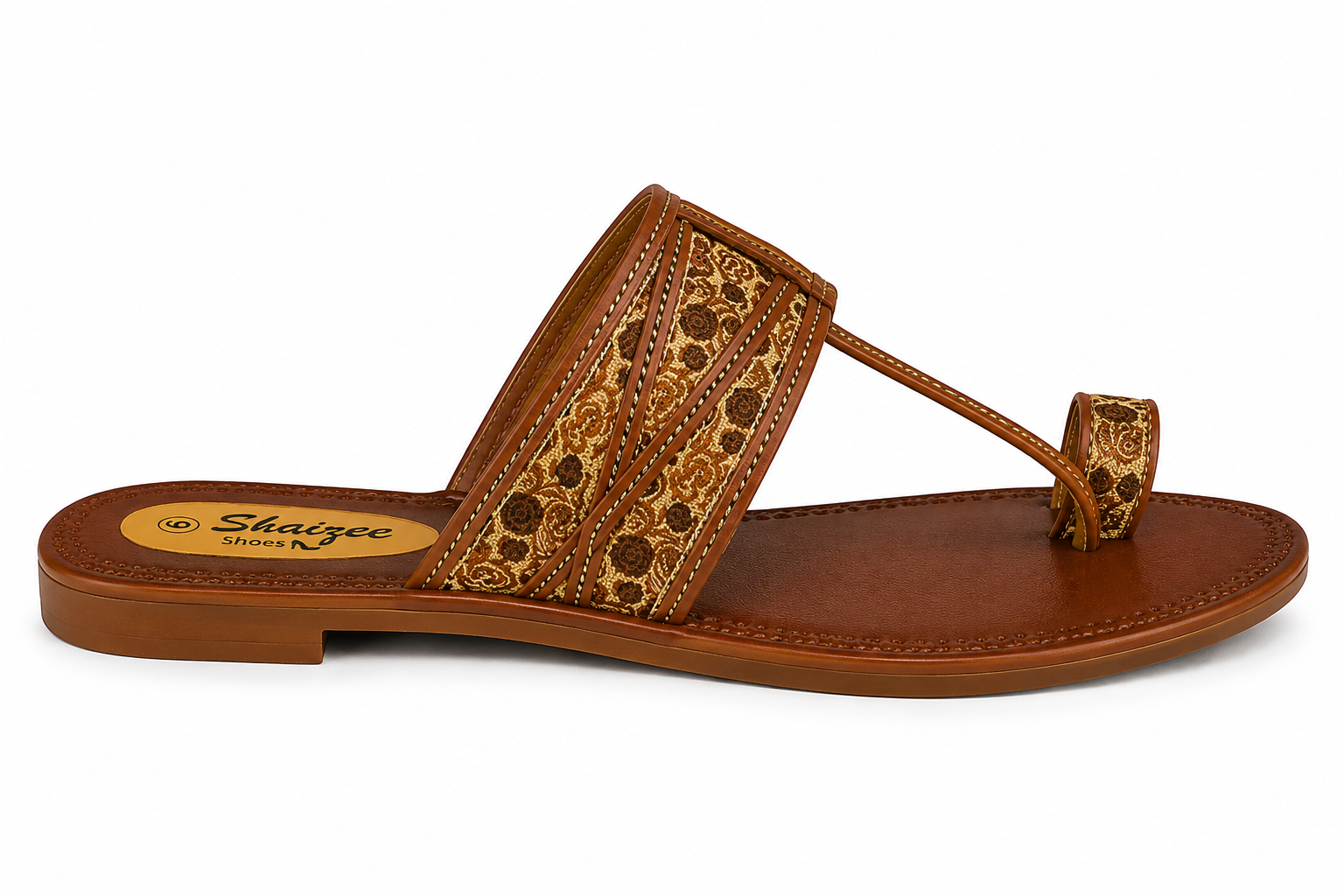 LEATHER SANDAL/FLORAL